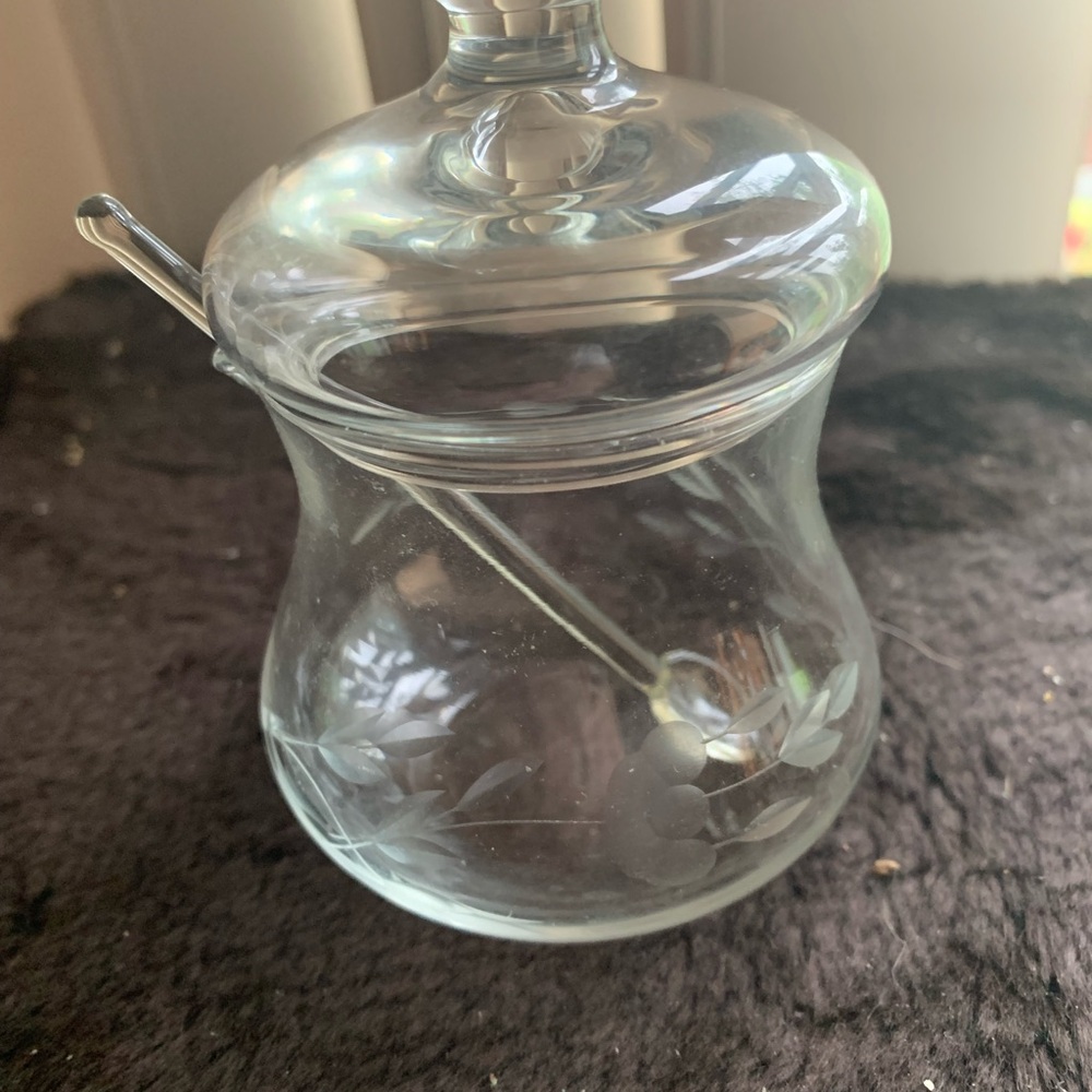 Princess House jelly or syrup jar with spoon
